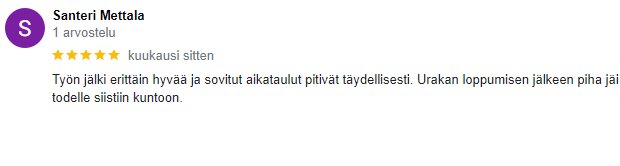 Loistepinta Google arvostelu 3