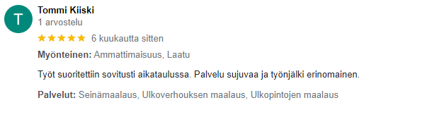 Loistepinta Google arvostelu 5